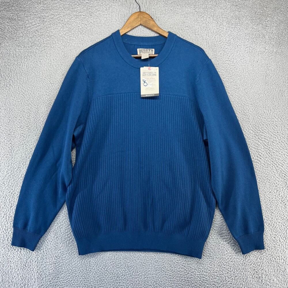 Duluth Trading Co Sweater Men's Large Blue Coolmax Merino Wool Coolerino NEW